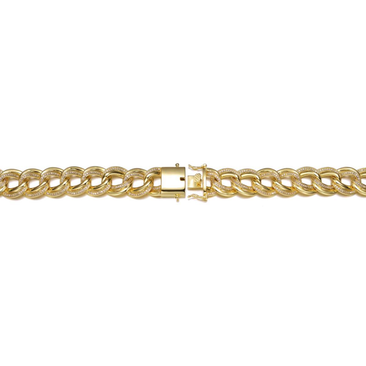 Lab Created 14K Gold Plated Cubic Zirconia Heavy Chain Bracelet