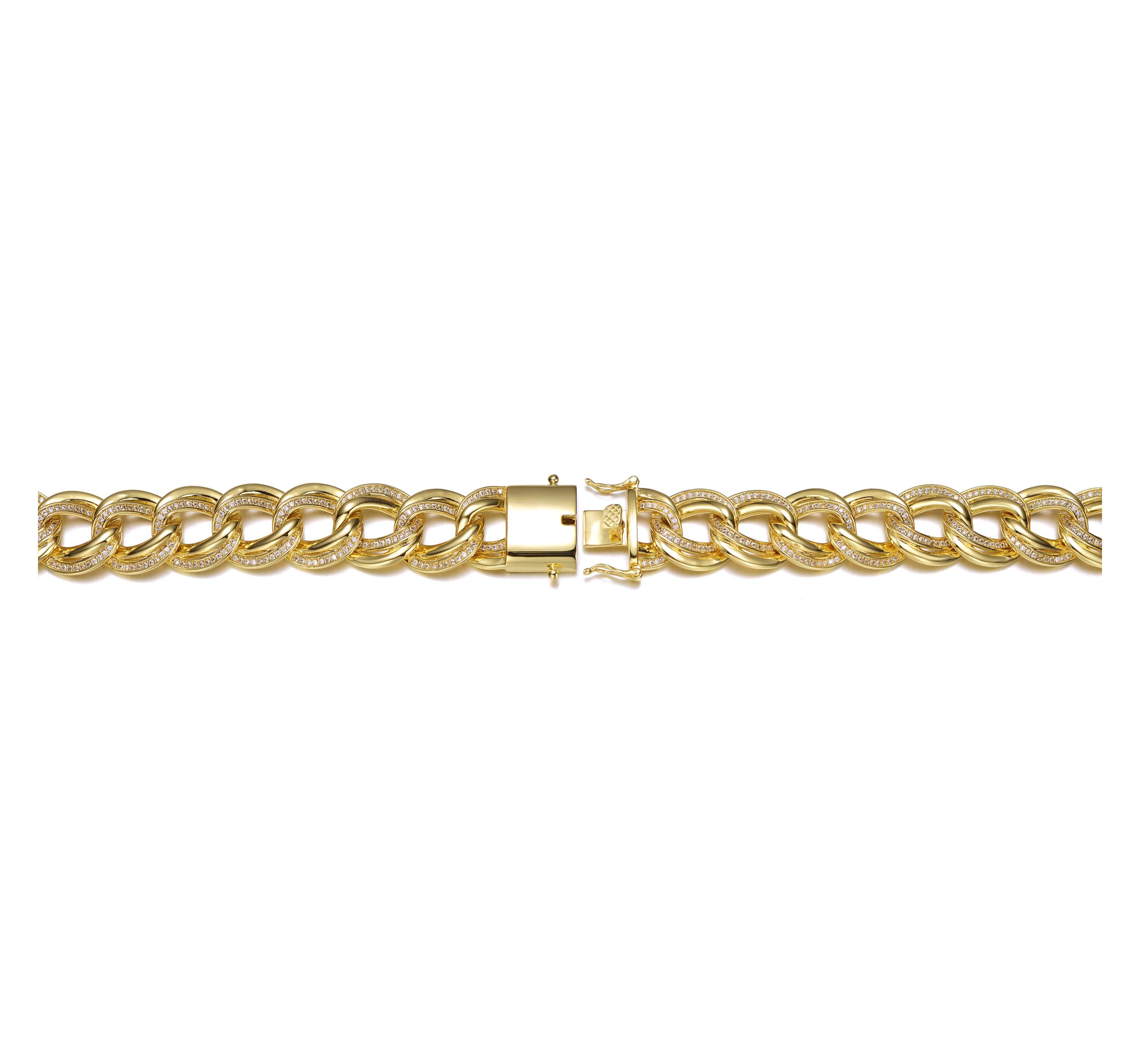 Lab Created 14K Gold Plated Cubic Zirconia Heavy Chain Bracelet