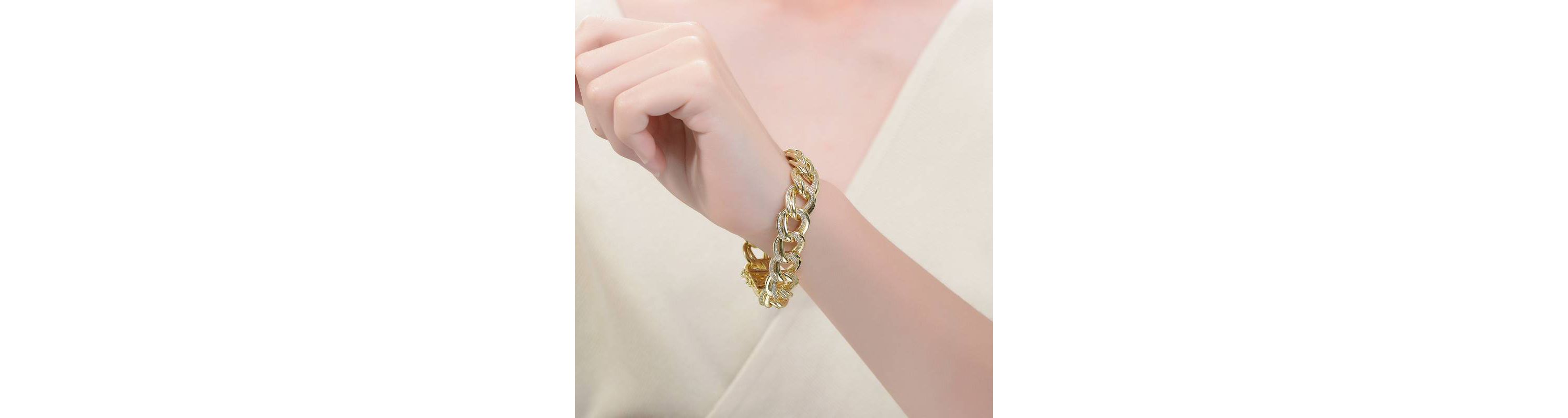 Lab Created 14K Gold Plated Cubic Zirconia Heavy Chain Bracelet