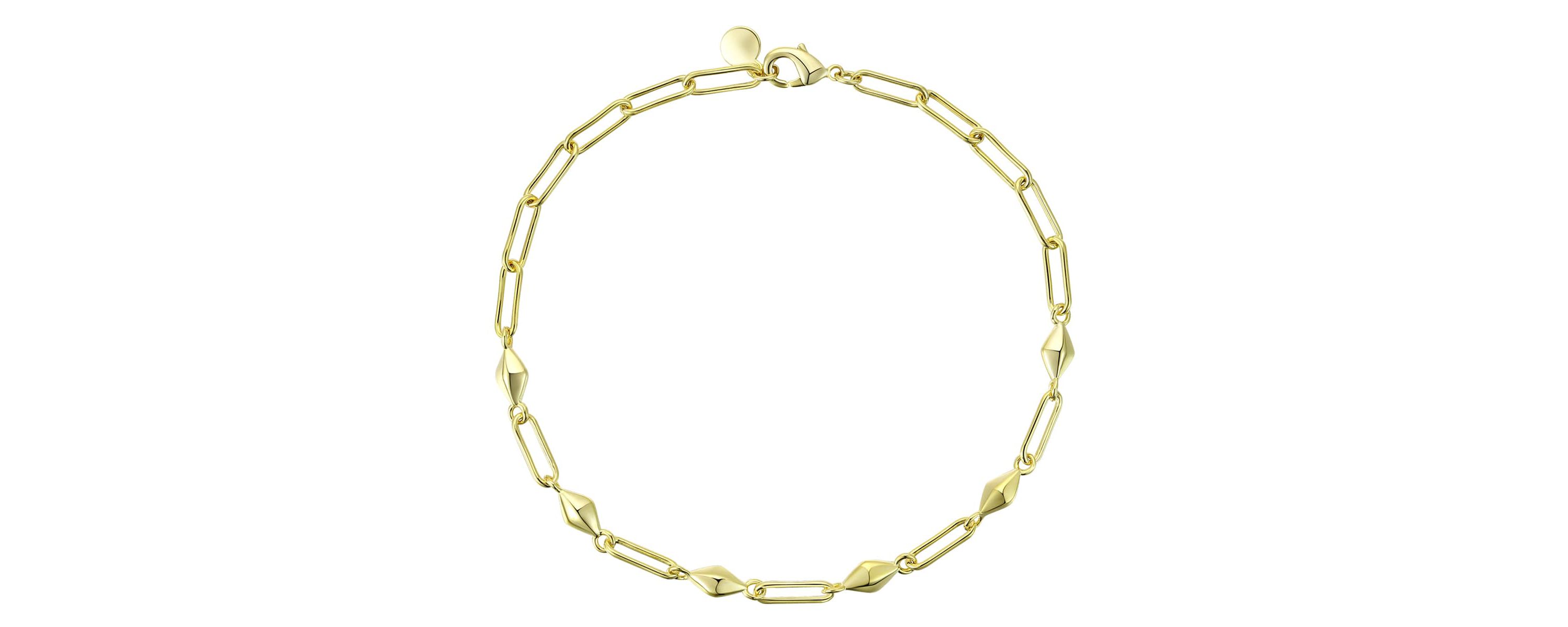 Lab Created Sophisticated 14K Gold Plated Paperclip Link & Chain Bracelet