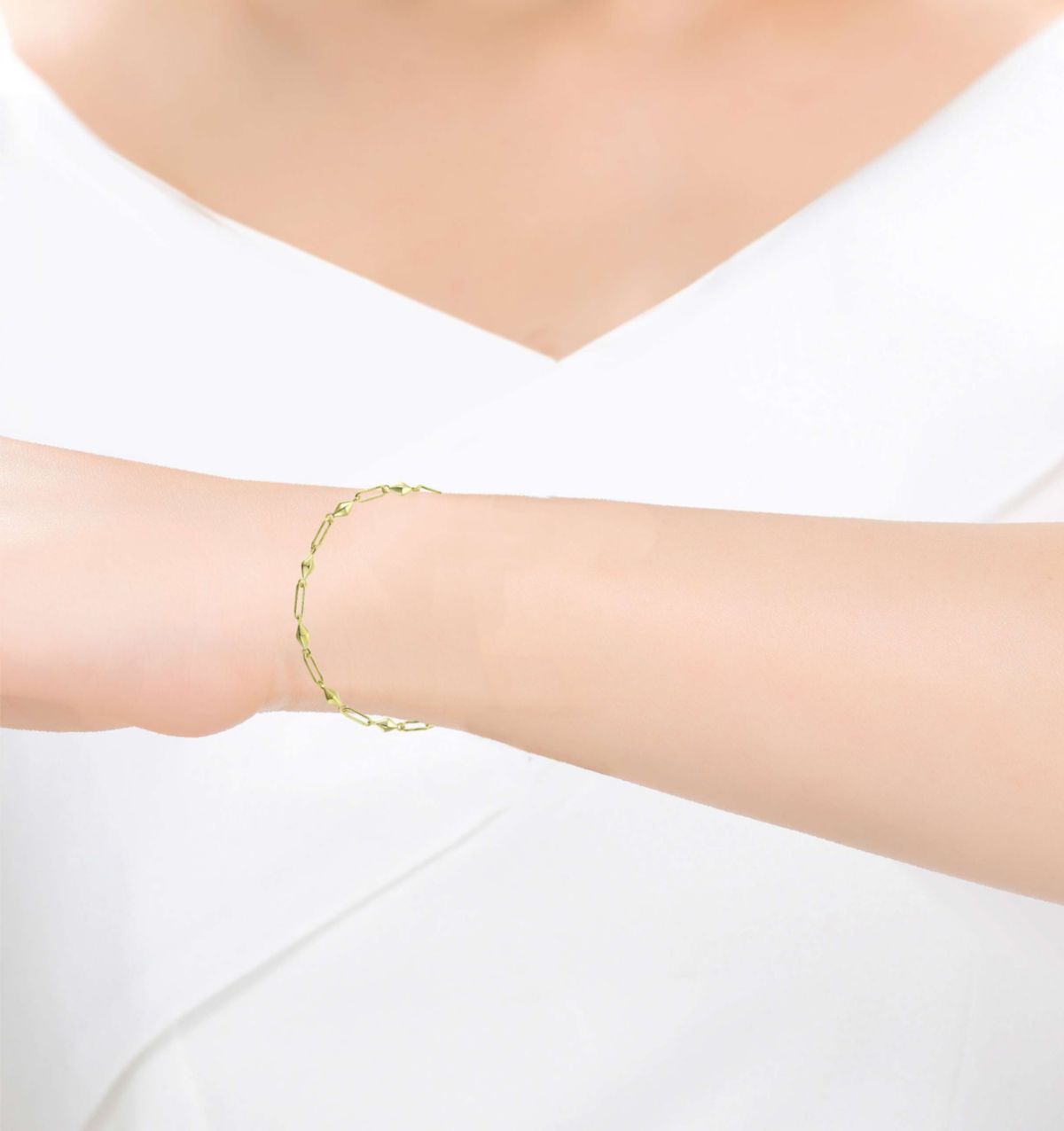 Lab Created Sophisticated 14K Gold Plated Paperclip Link & Chain Bracelet