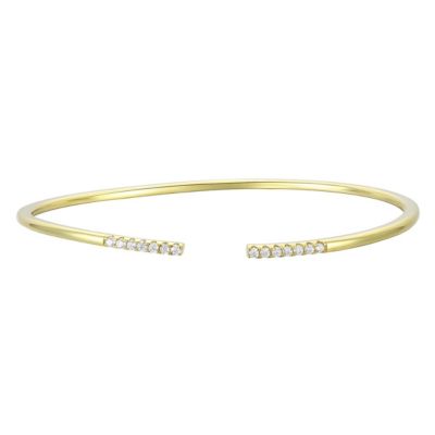 Rozzato Lab Created 14K Gold Plated Round Cubic Zirconia Cuff Bracelet