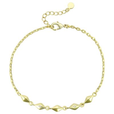 Rozzato Lab Created 14K Gold Plated Adjustable Bracelet for Teens