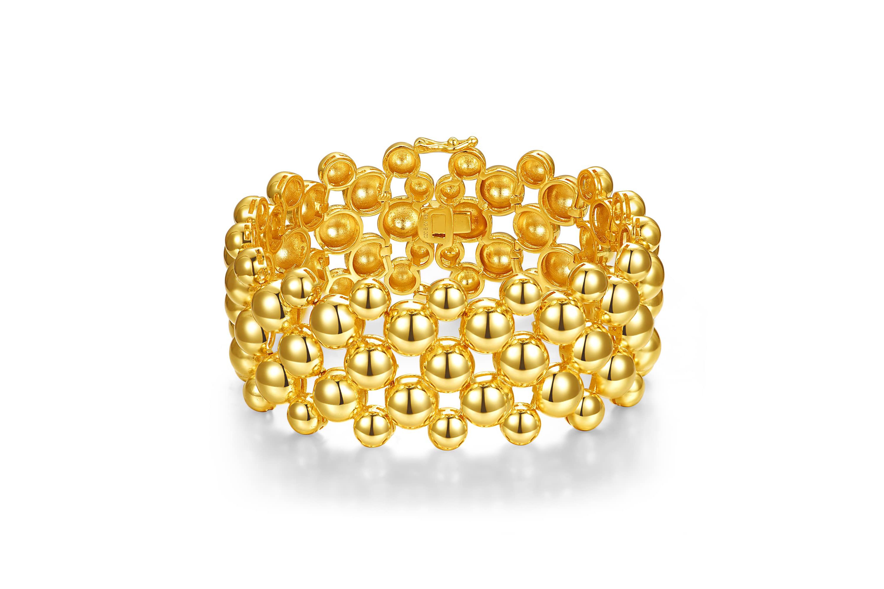Lab Created 14k Gold Plated Wide Medallion Mesh Link Bracelet