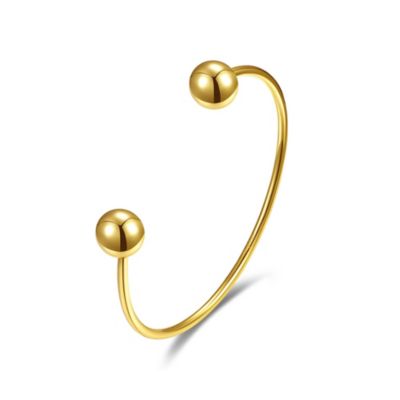 Rozzato Lab Created Teens/Young Adults 14k Yellow Gold Plated Ball Capped Open Cuff Bangle Bracelet