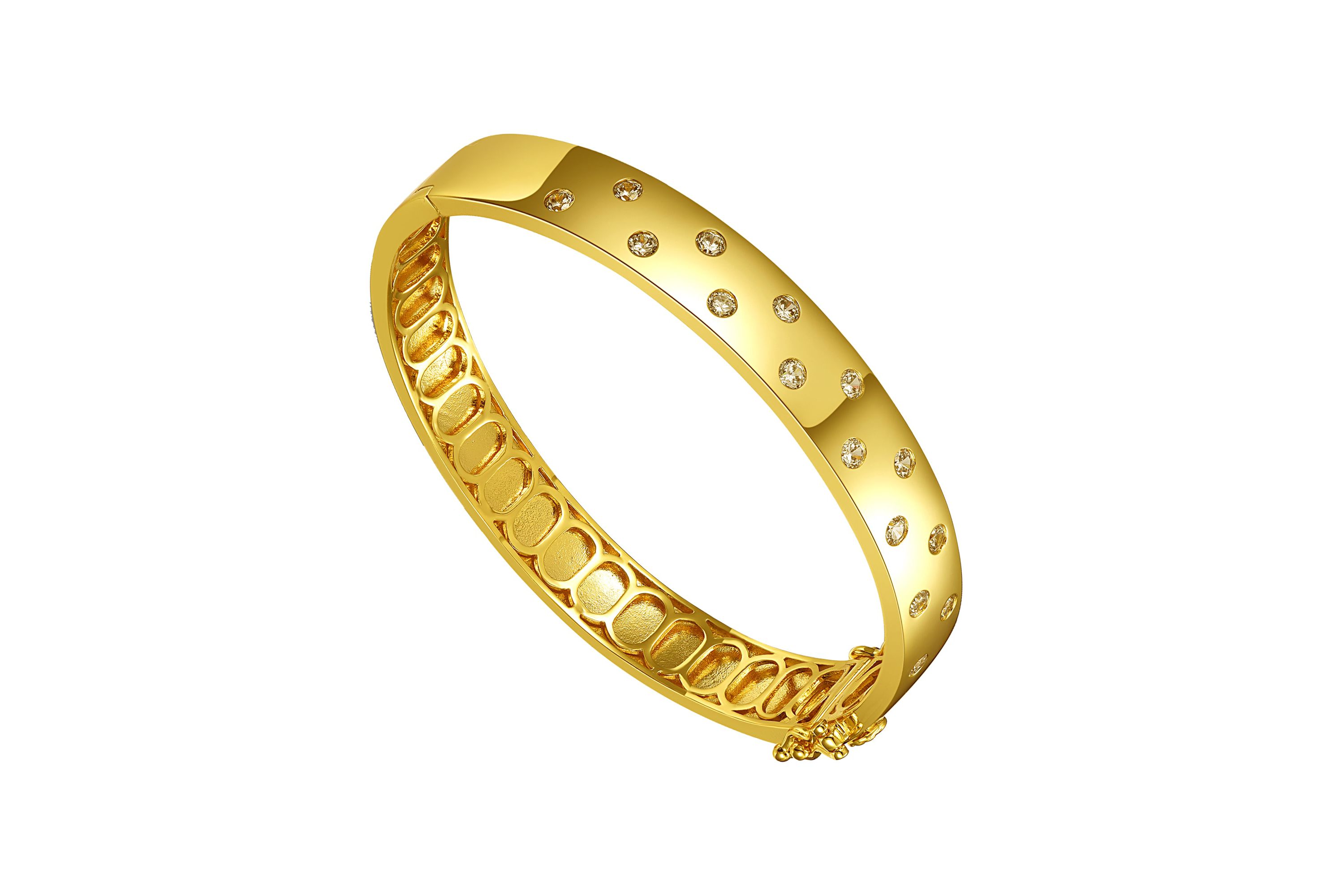 Lab Created 14k Yellow Gold Plated with Cubic Zirconia Starry Sky Bangle Bracelet