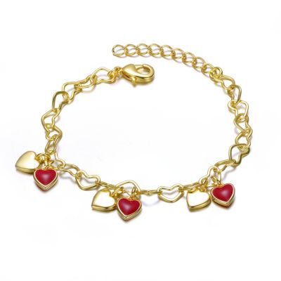 Rozzato Lab Created Toddler/Kids 14K Gold Plated Adjustable Heart Charm Bracelet