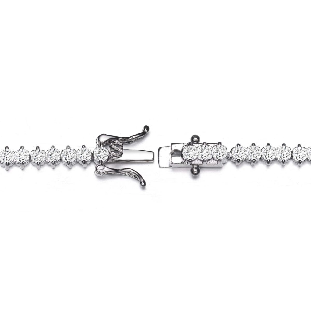 Lab Created White Gold Plated Clear Round Cubic Zirconia Tennis Bracelet