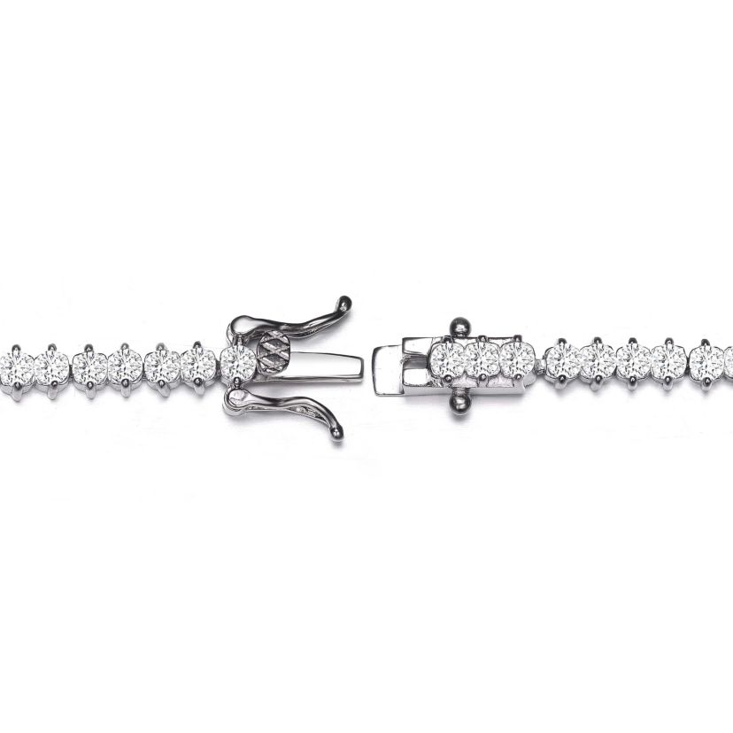 Lab Created White Gold Plated Clear Round Cubic Zirconia Tennis Bracelet