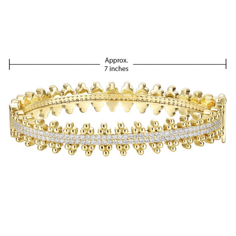 Lab Created 14k Gold Plated Sterling Silver with Cubic Zirconia Beaded Cluster Link Tennis Bracelet