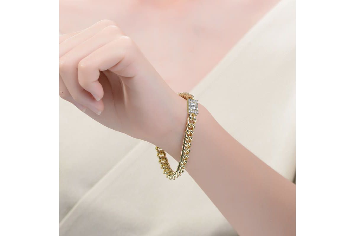 Lab Created 14k Gold Plated with Clear Cubic Zirconia Station Bracelet