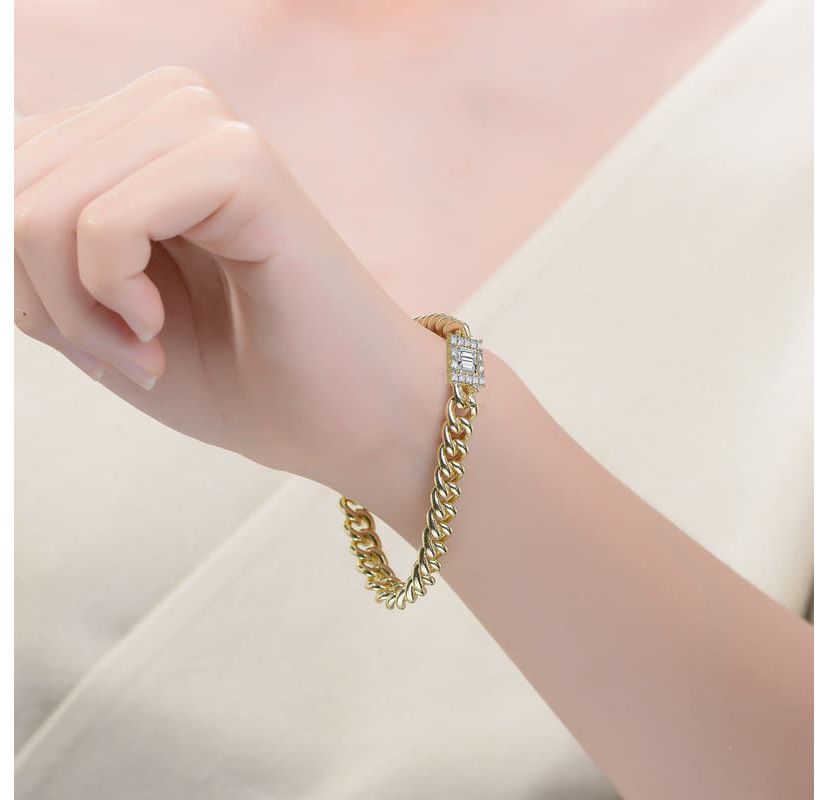 Lab Created 14k Gold Plated with Clear Cubic Zirconia Station Bracelet