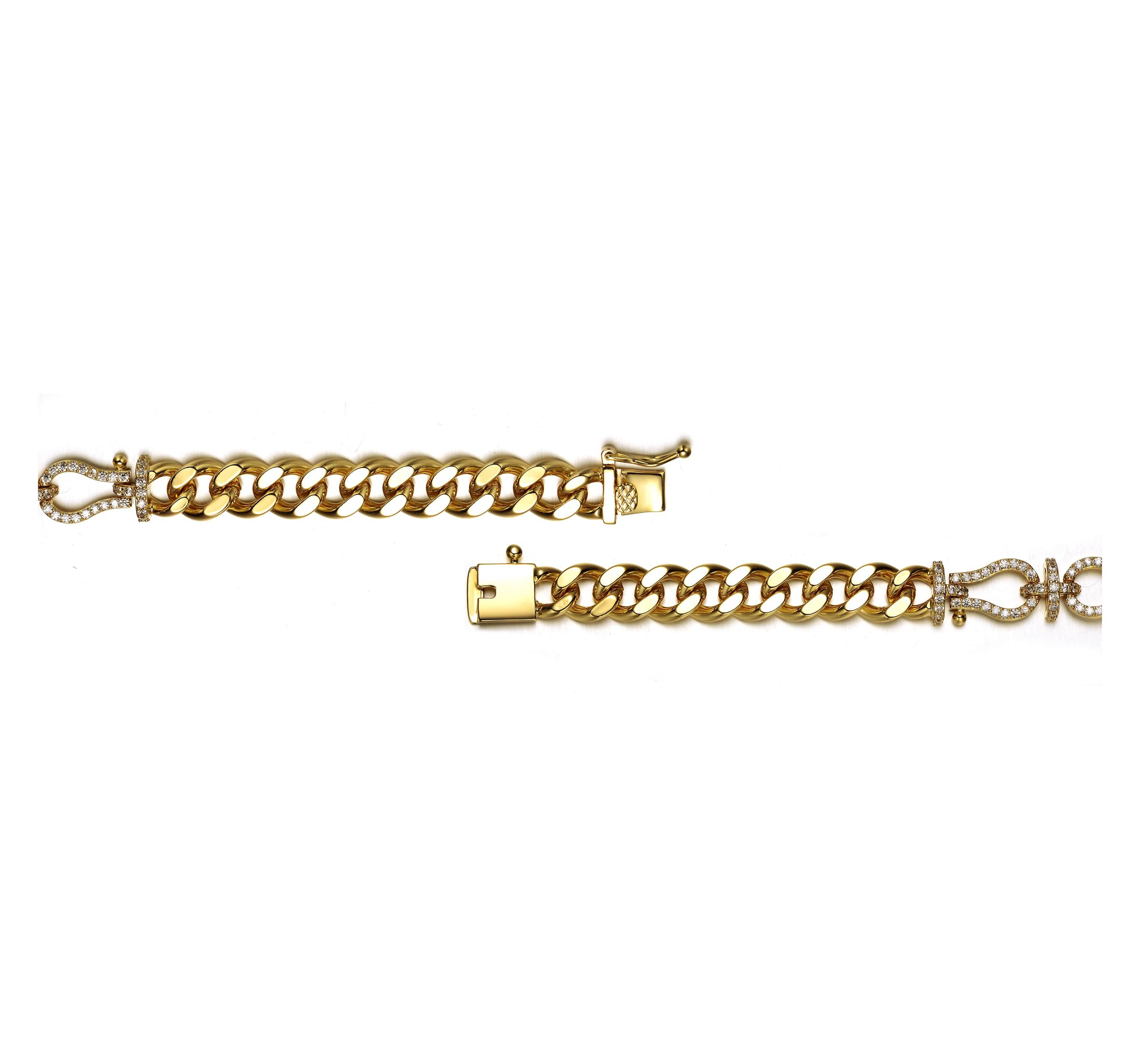 Lab Created 14k Gold Plated with Cubic Zirconia Love Knot Miami Cuban/Curb Chain Bracelet