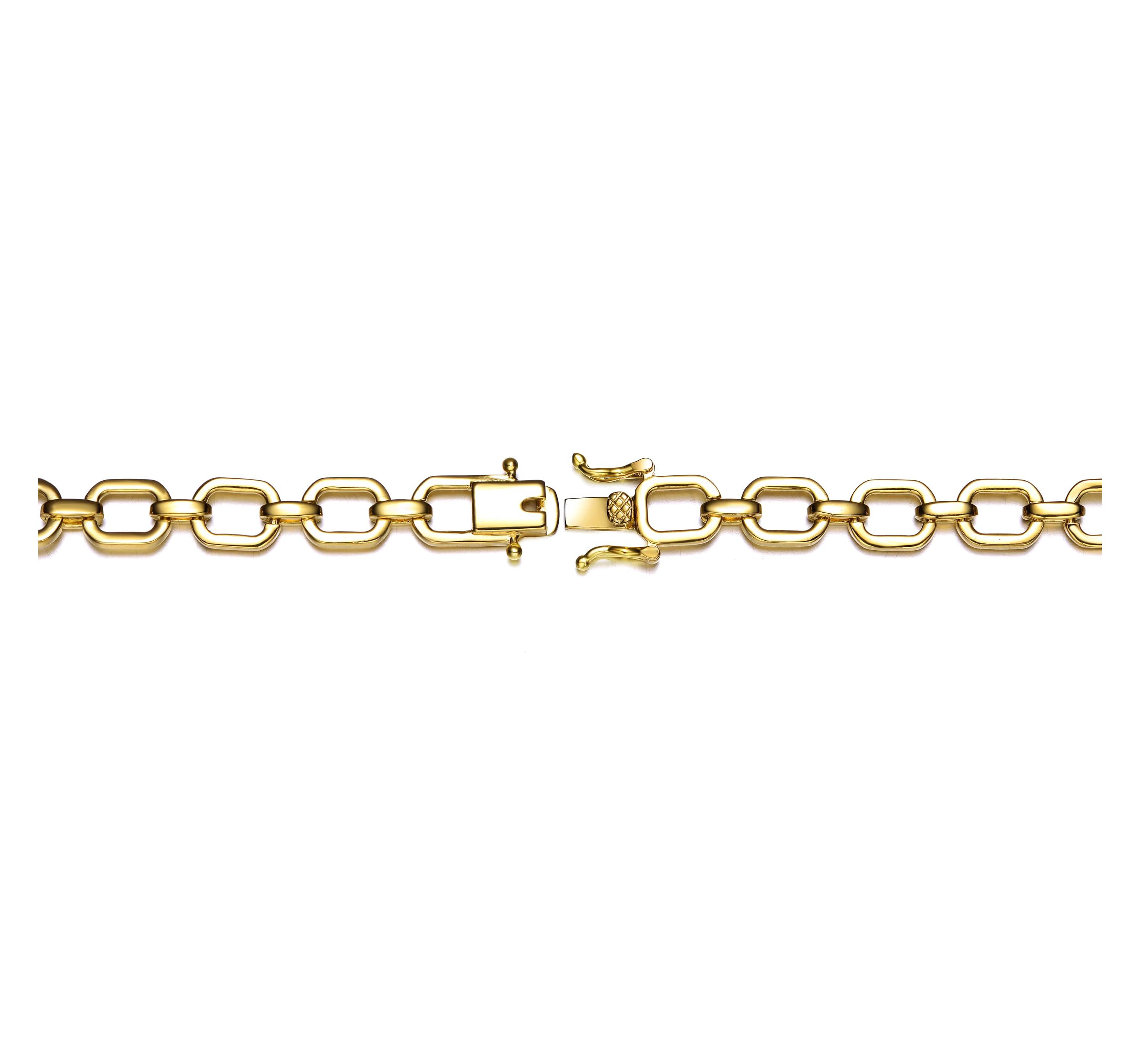 Lab Created 14k Gold Plated with Cubic Zirconia Pave Geometric Oval Chain & Link Bracelet