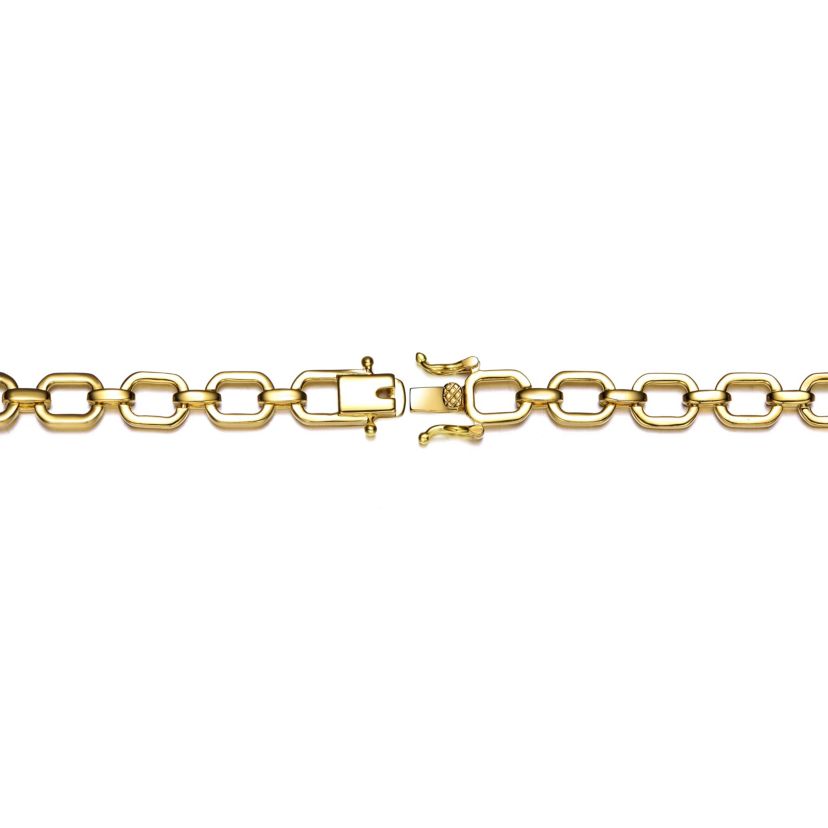 Lab Created 14k Gold Plated with Cubic Zirconia Pave Geometric Oval Chain & Link Bracelet