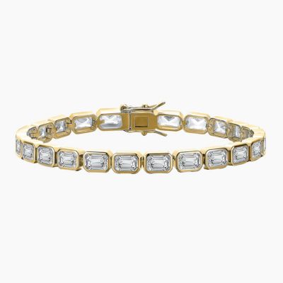 Rozzato Lab Created Elegant Emerald-Cut Cubic Zirconia Tennis Bracelet