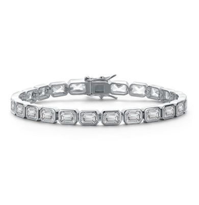 Rozzato Lab Created Elegant Emerald-Cut Cubic Zirconia Tennis Bracelet