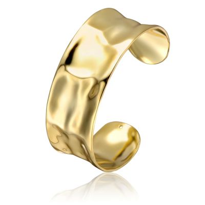 Rozzato Lab Created 14K Gold Plated Hammered Finish Bangle Bracelet Cuff