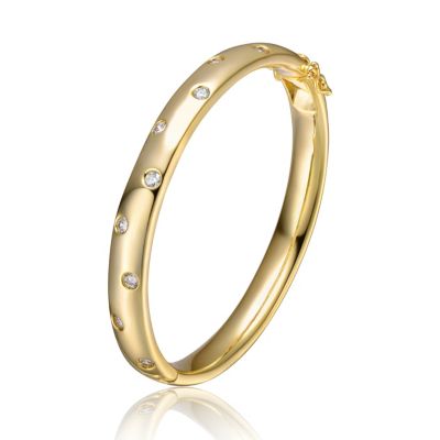 Rozzato Lab Created 14K Gold Plated Starry Galaxy Cubic Zirconia Bangle Bracelet