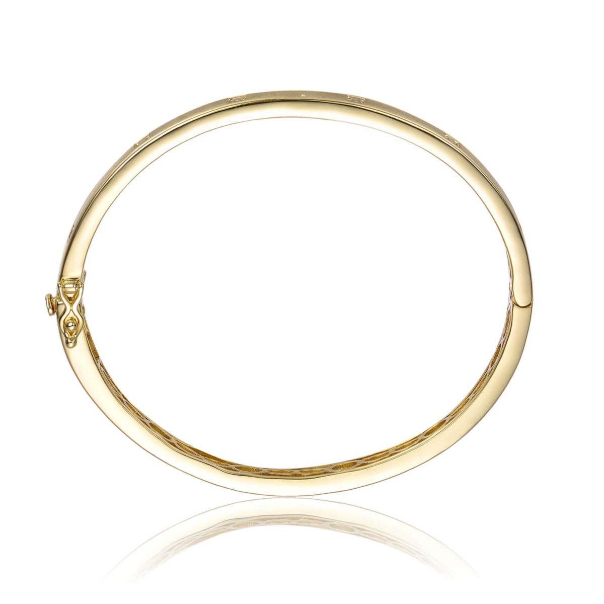 Lab Created 14K Gold Plated Bezel Set Cubic Zirconia Bangle Bracelet