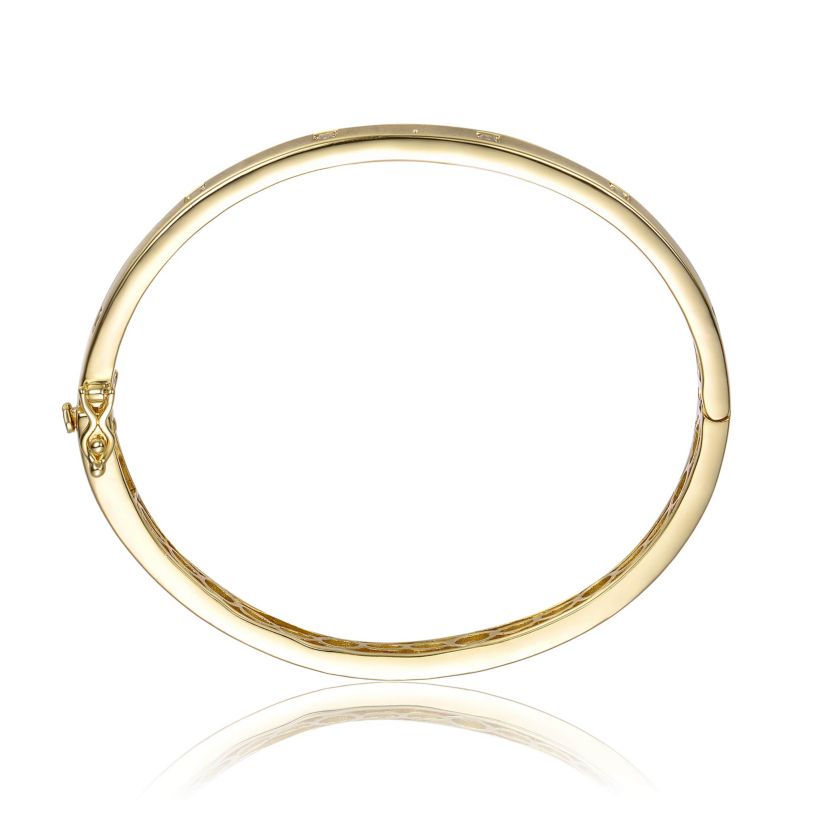Lab Created 14K Gold Plated Bezel Set Cubic Zirconia Bangle Bracelet