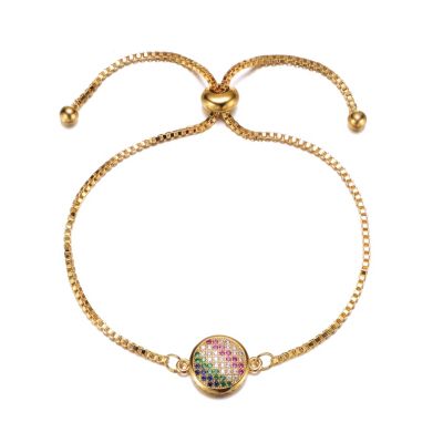 Rozzato Lab Created Teens 14K Gold Plated with Multi Color Cubic Zirconia Adjustable Bracelet