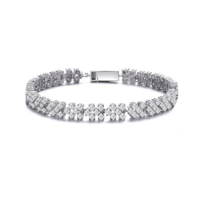Rozzato Lab Created White Gold Plated Classy Three Row Cubic Zirconia Tennis Bracelet