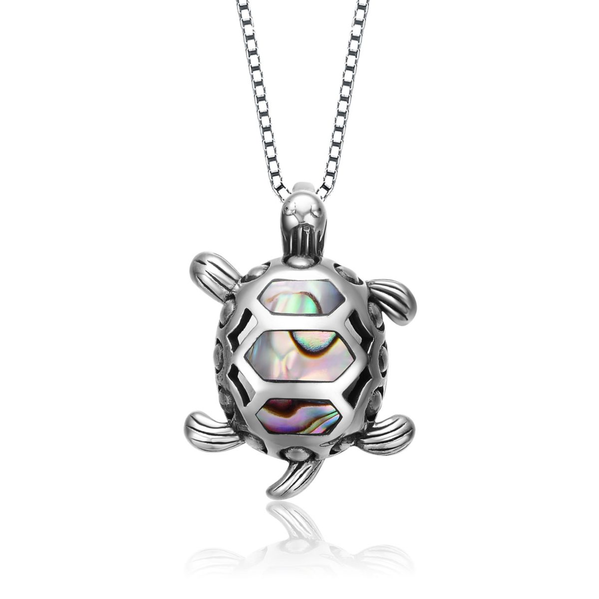 Lab Created Sterling Silver White Gold Plated Abalone Hoop Pendant Necklace