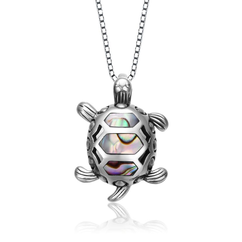 Lab Created Sterling Silver White Gold Plated Abalone Hoop Pendant Necklace