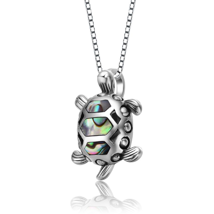 Lab Created Sterling Silver White Gold Plated Abalone Hoop Pendant Necklace