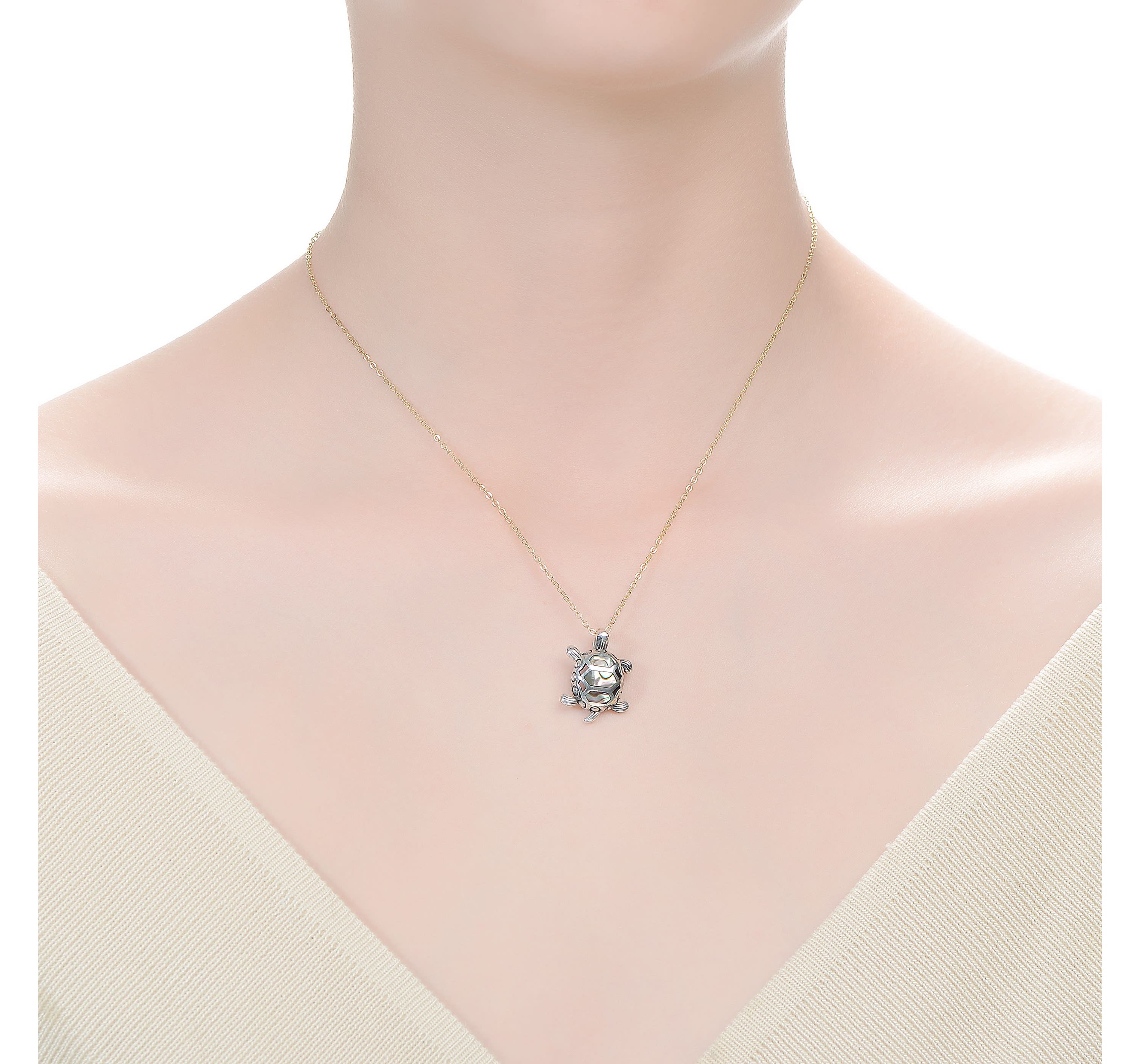 Lab Created Sterling Silver White Gold Plated Abalone Hoop Pendant Necklace