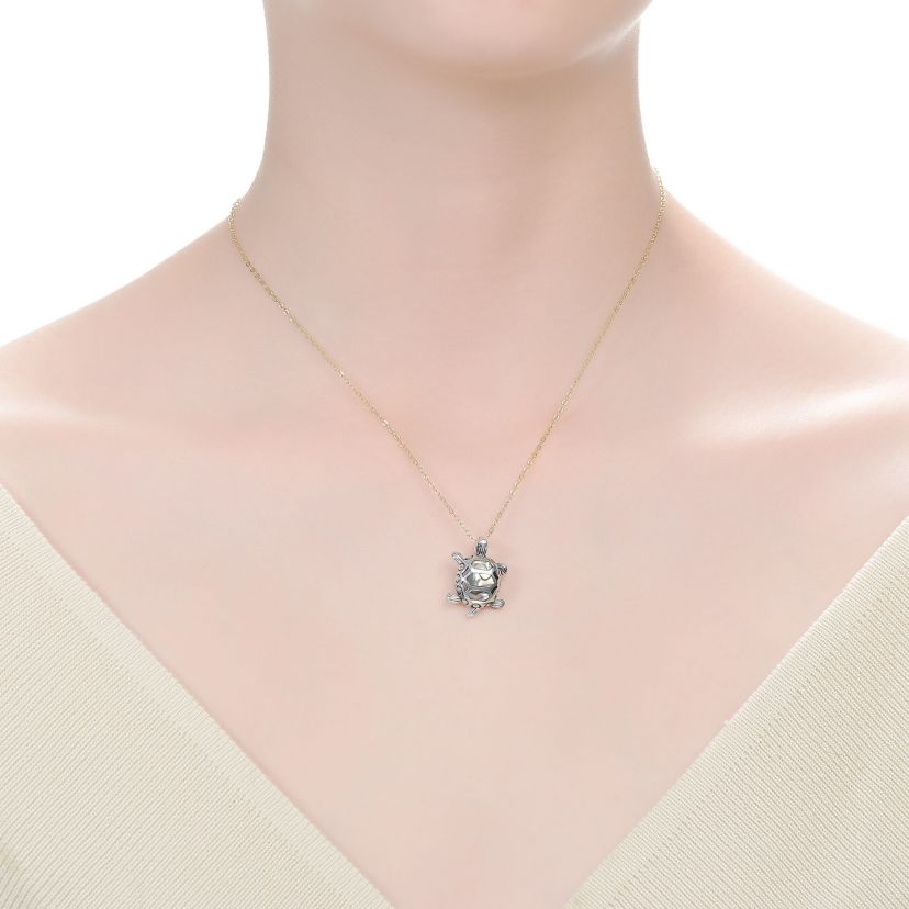 Lab Created Sterling Silver White Gold Plated Abalone Hoop Pendant Necklace