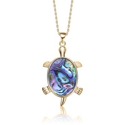 Rozzato Lab Created Classic 14K Gold Plated Abalone Charm Pendant Necklace