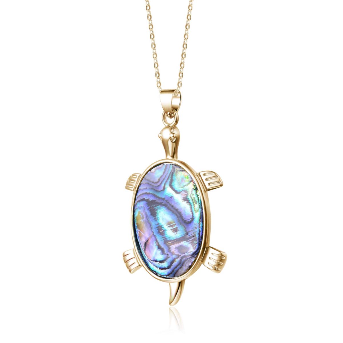 Lab Created Classic 14K Gold Plated Abalone Charm Pendant Necklace