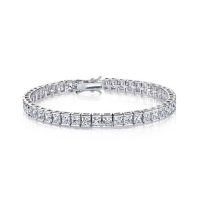 Rozzato Lab Created White Gold Plated Cubic Zirconia Princess-cut Tennis Bracelet