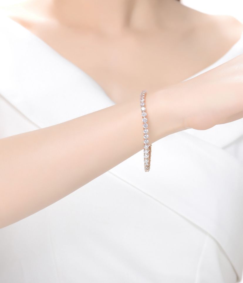 Lab Created Exquisite 4MM Cubic Zirconia Tennis Bracelet