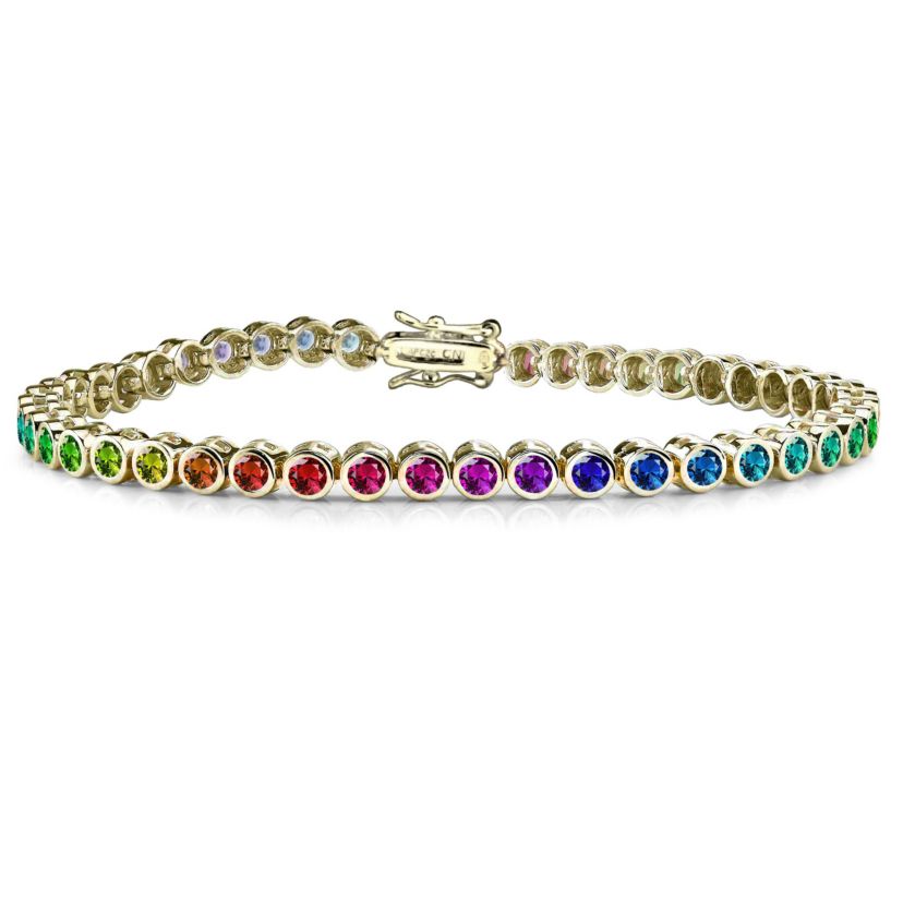 Lab Created Cubic Zirconia Round Bezel 3mm set Plating Options Bracelet