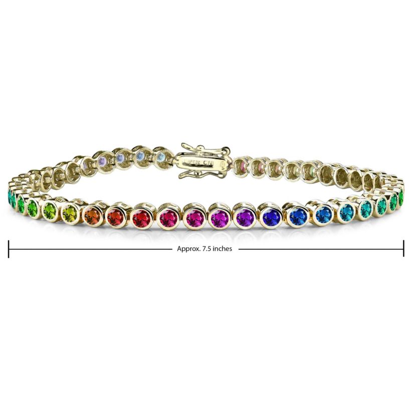 Lab Created Cubic Zirconia Round Bezel 3mm set Plating Options Bracelet