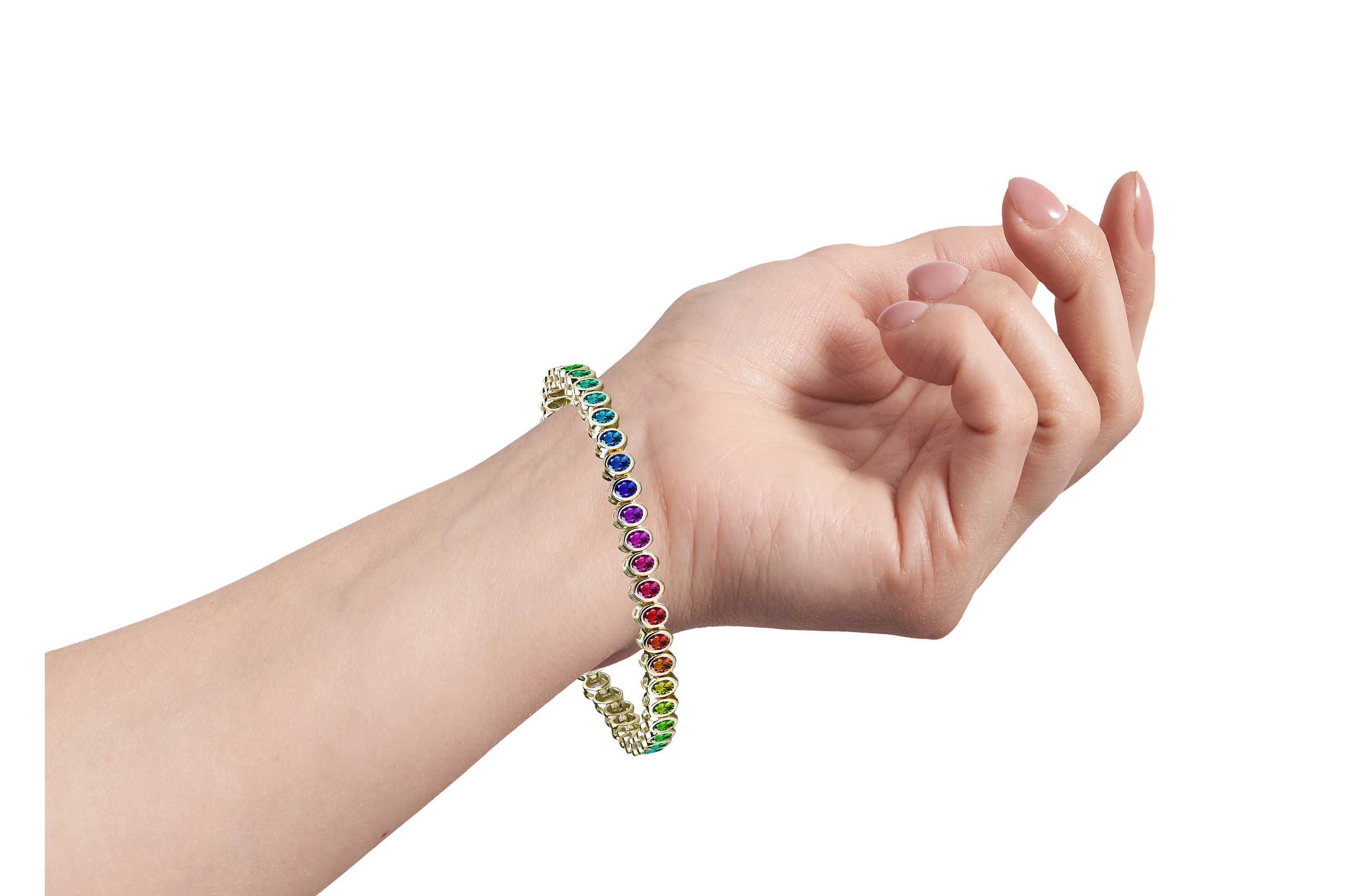 Lab Created Cubic Zirconia Round Bezel 3mm set Plating Options Bracelet