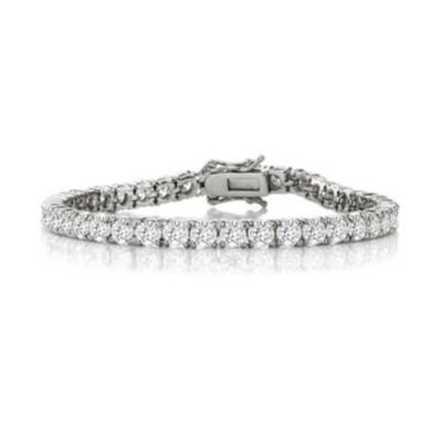 Rozzato Lab Created Classic White Gold Plated Cubic Zirconia 5MM Tennis Bracelet
