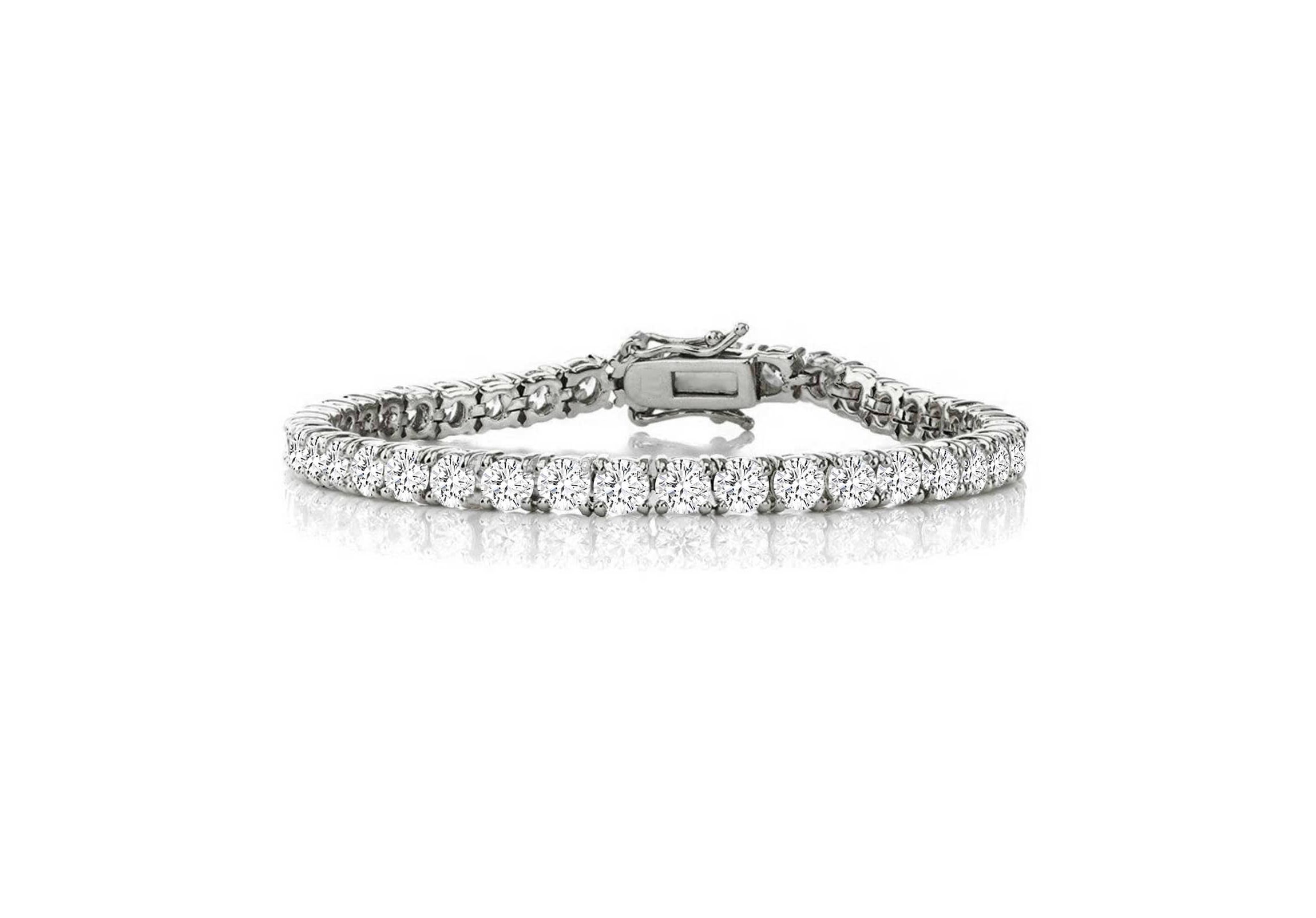Lab Created Classic White Gold Plated Cubic Zirconia 5MM Tennis Bracelet
