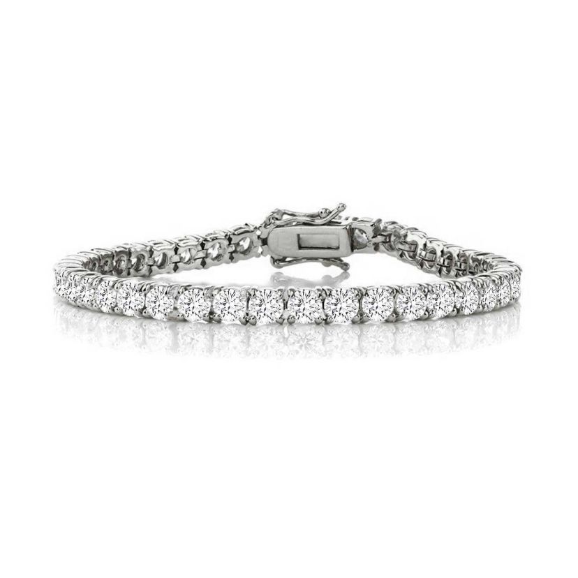 Lab Created Classic White Gold Plated Cubic Zirconia 5MM Tennis Bracelet