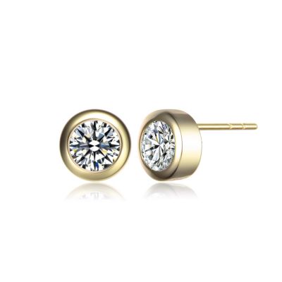 Rozzato Lab Created Modern Cubic Zirconia Solitaire Stud Butterfly Post Back Earrings