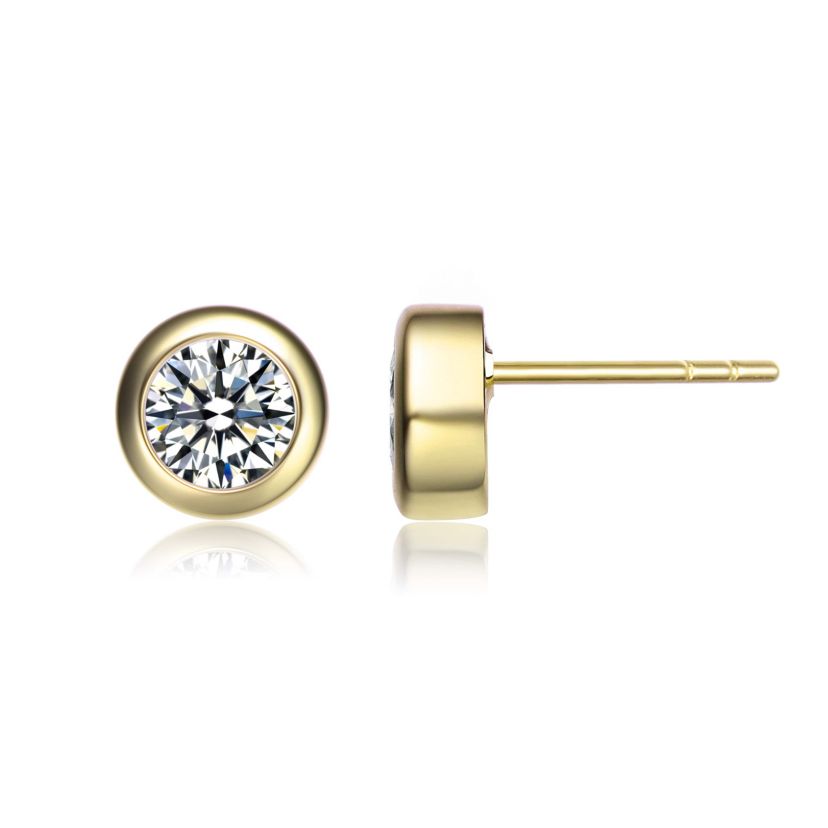 Lab Created Modern Cubic Zirconia Solitaire Stud Butterfly Post Back Earrings