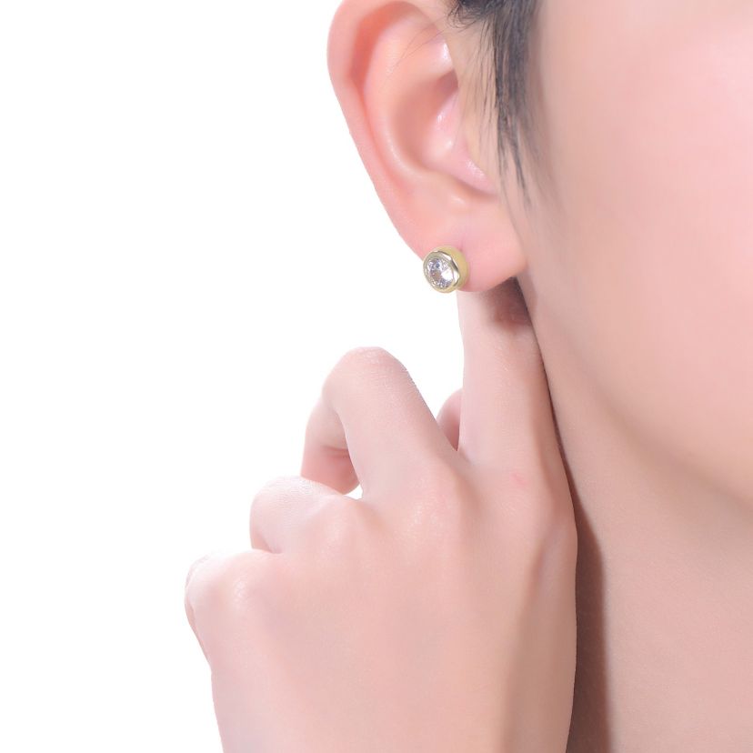Lab Created Modern Cubic Zirconia Solitaire Stud Butterfly Post Back Earrings