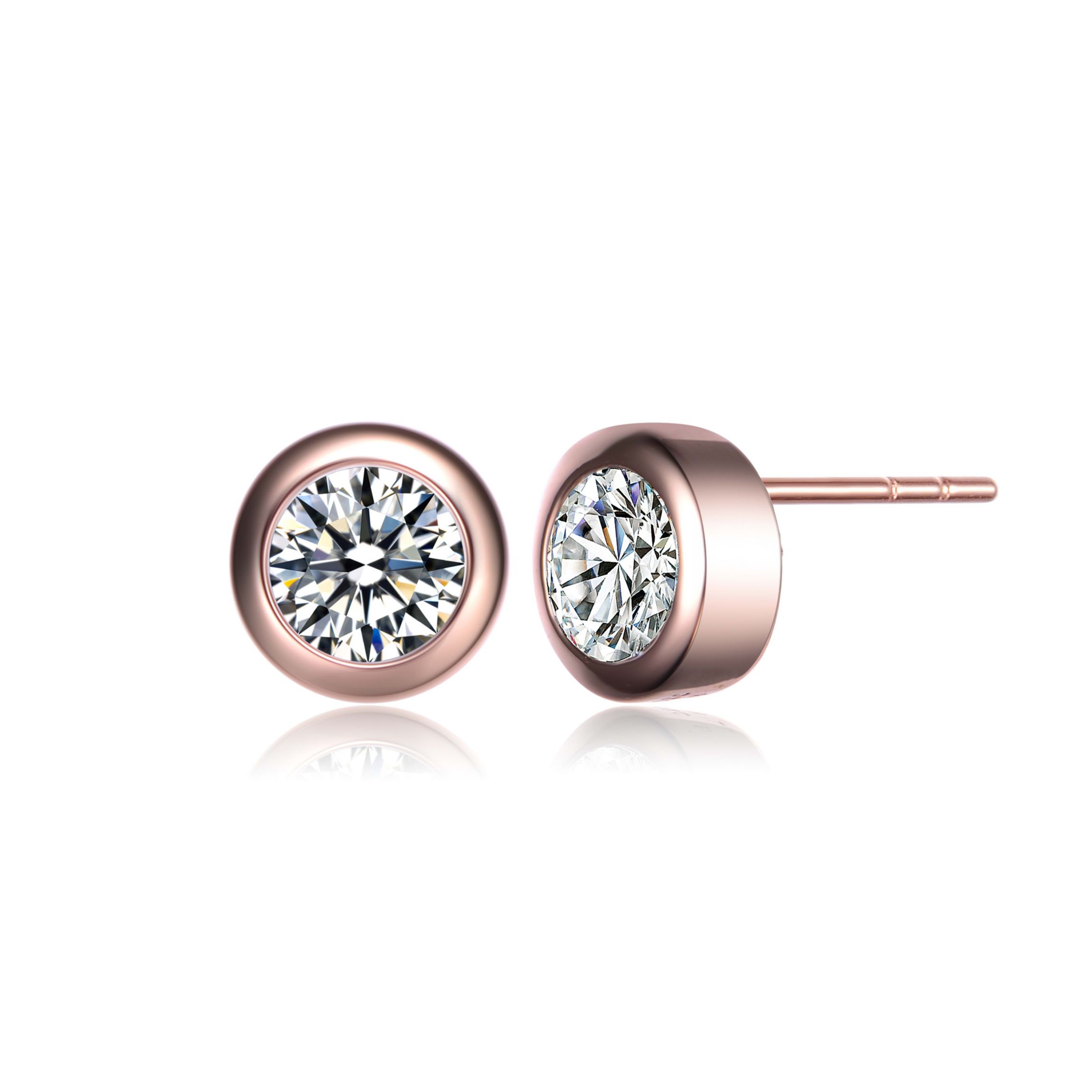 Lab Created Modern Cubic Zirconia Solitaire Stud Butterfly Post Back Earrings