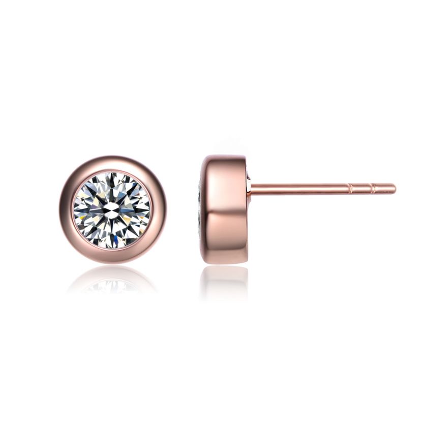 Lab Created Modern Cubic Zirconia Solitaire Stud Butterfly Post Back Earrings