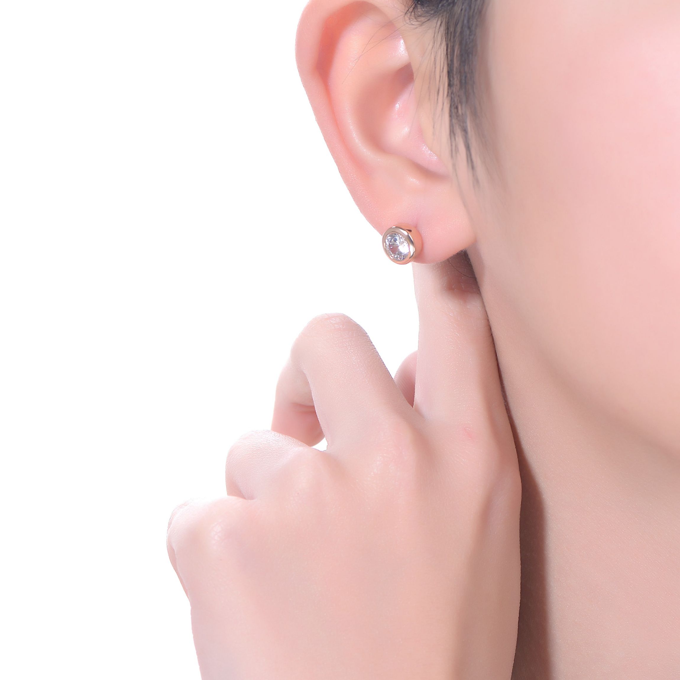 Lab Created Modern Cubic Zirconia Solitaire Stud Butterfly Post Back Earrings