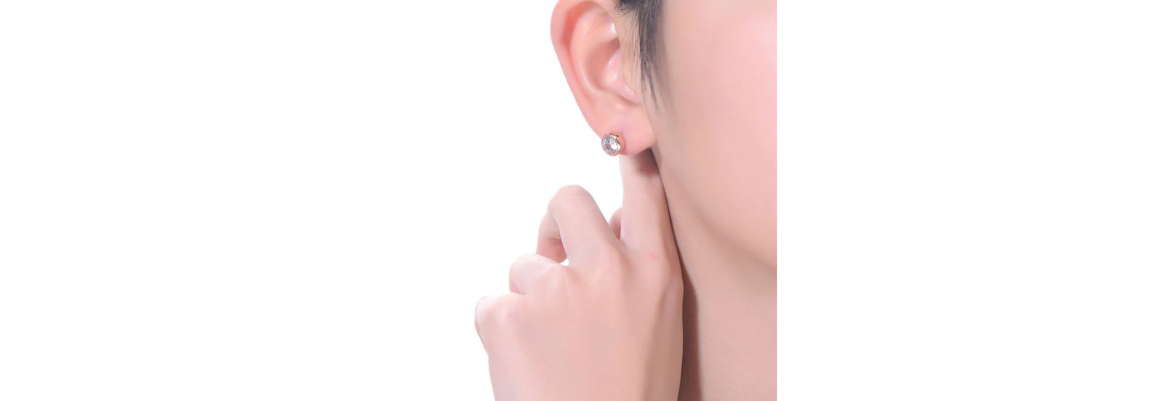 Lab Created Modern Cubic Zirconia Solitaire Stud Butterfly Post Back Earrings