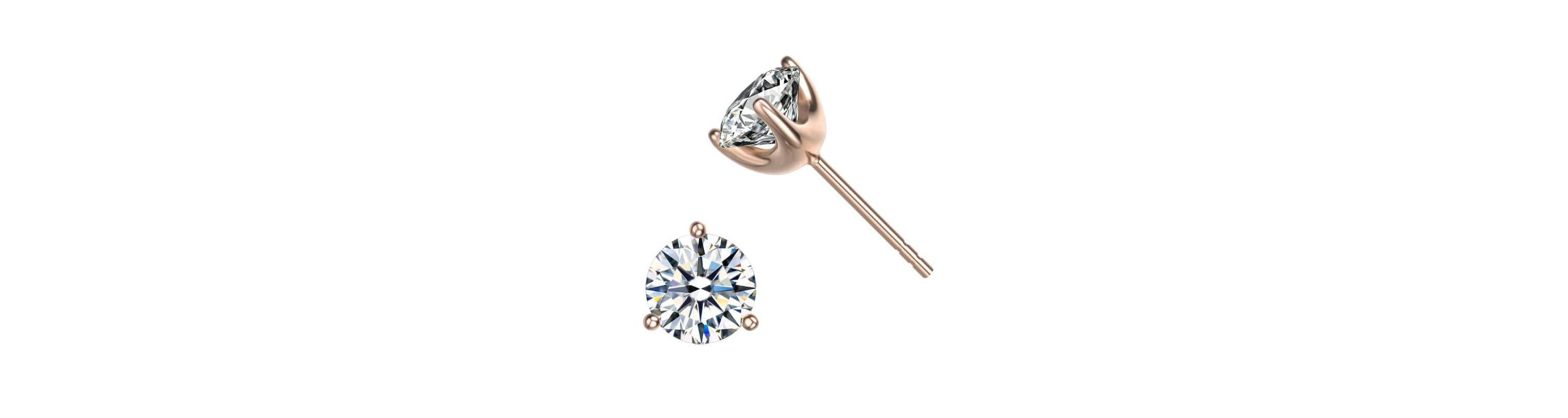 Lab Created Elegant White Gold-Plated 3-Prong Martini Solitaire Stud Earrings